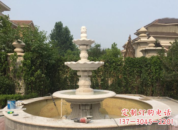 天津三层喷泉公园石雕--唤醒公园原始的气息
