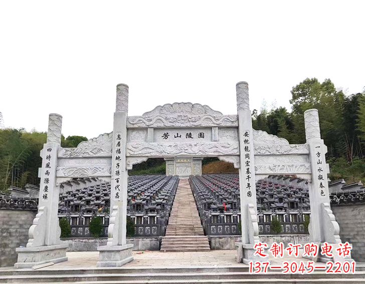 天津精致雕刻的三门石牌坊雕塑