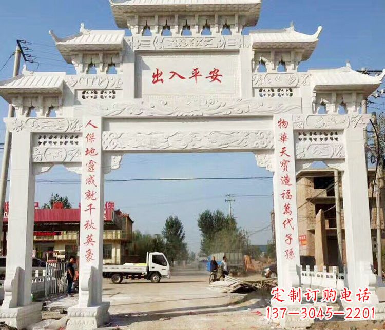 天津三门石牌坊石雕艺术