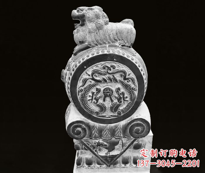 天津中领雕塑狮子石抱鼓仿古石门墩