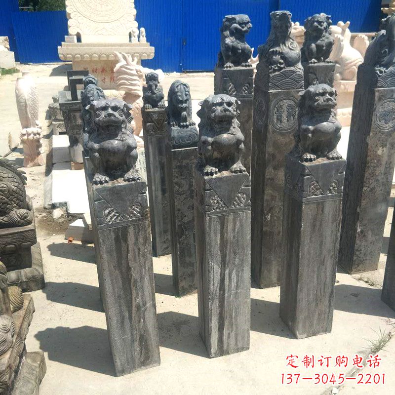 天津狮子拴马桩雕塑，展现国之雄风