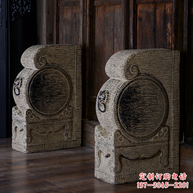天津狮子石雕门墩-农村庭院大门雕塑摆件