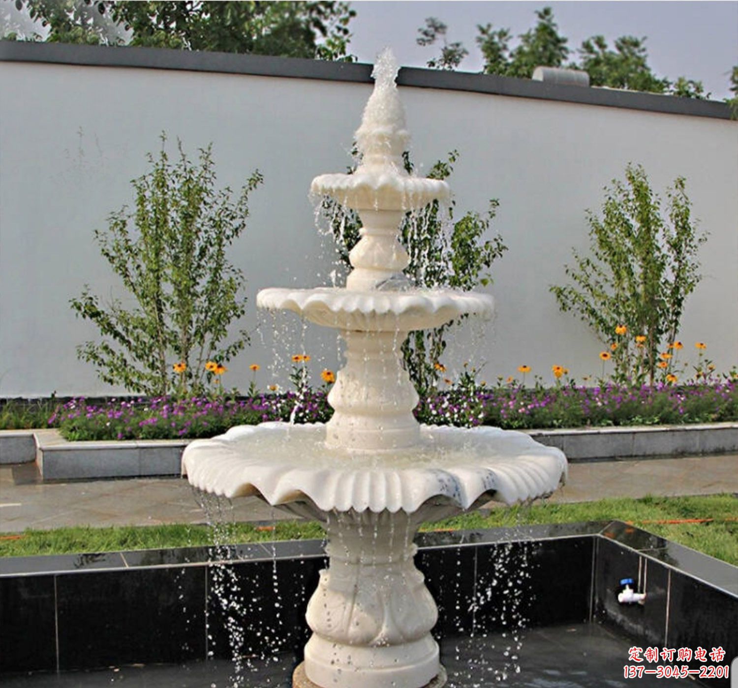 天津精美狮子雕塑石喷泉