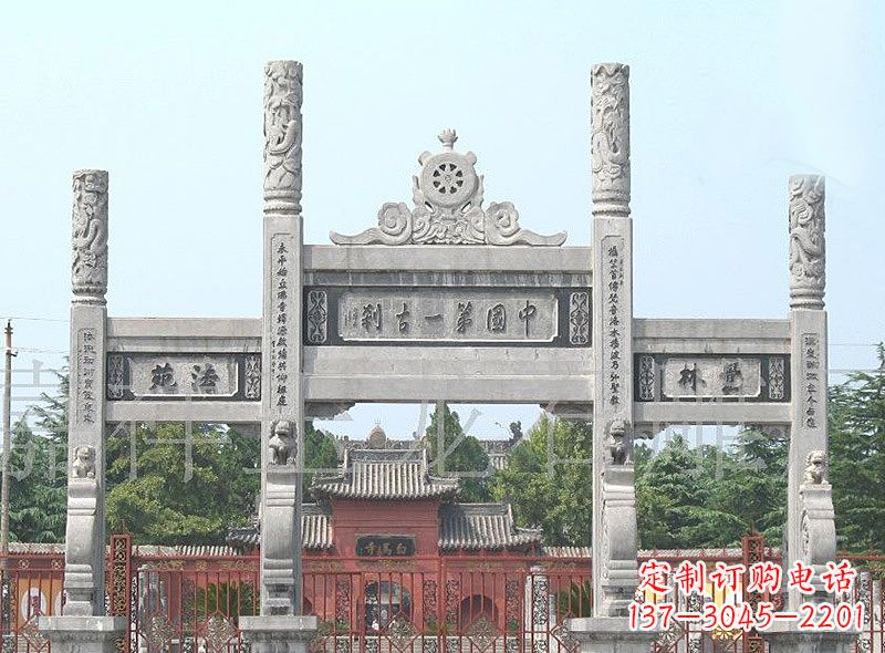 天津石雕单门牌坊