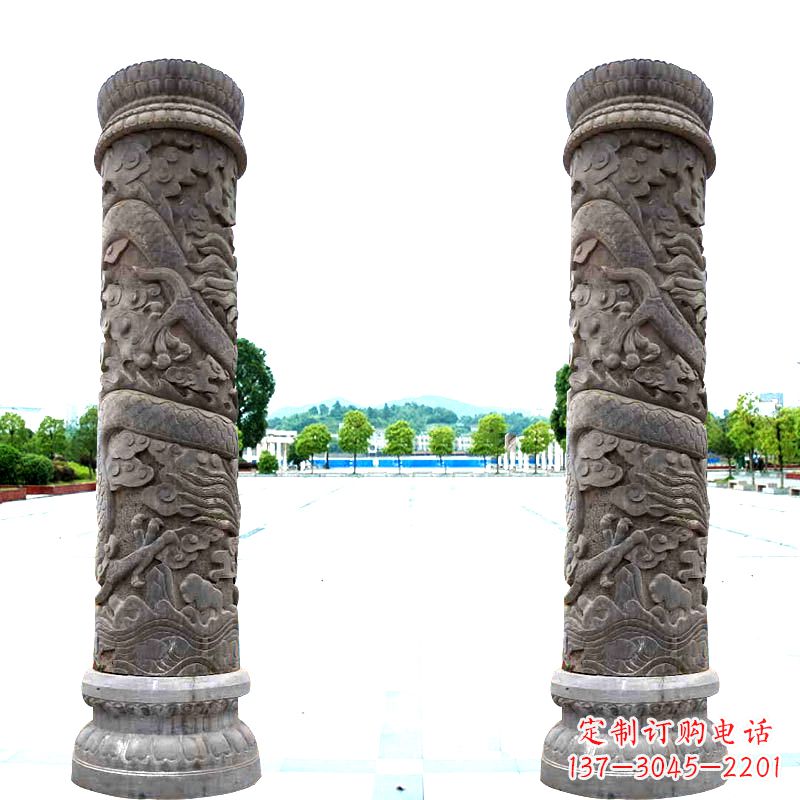 天津石雕盘龙柱雕塑