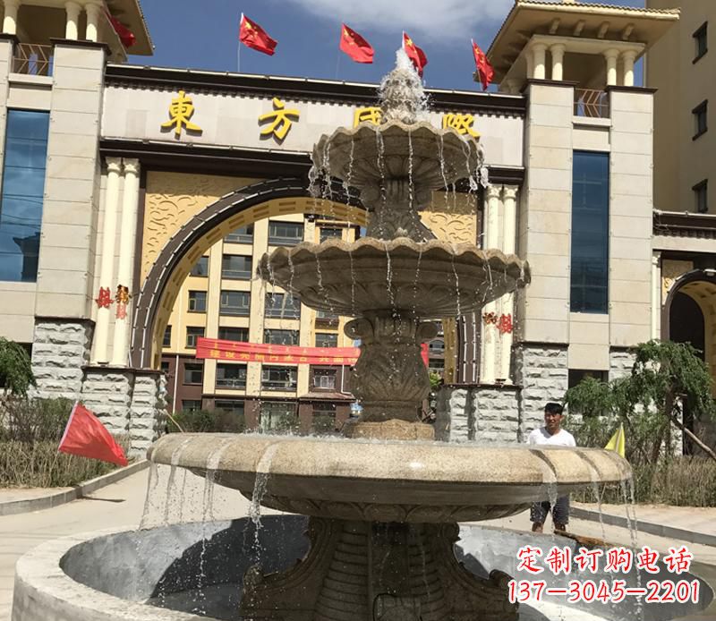 天津石雕小区大型喷泉雕塑