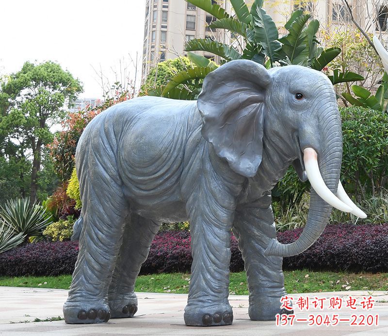 天津石雕小区动物大象