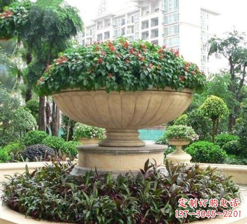 天津石雕小区花盆