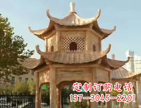 天津石雕小区景观双层凉亭