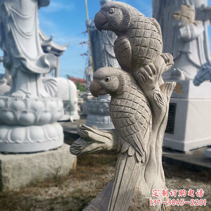 天津石雕鹦鹉景观雕塑摆件