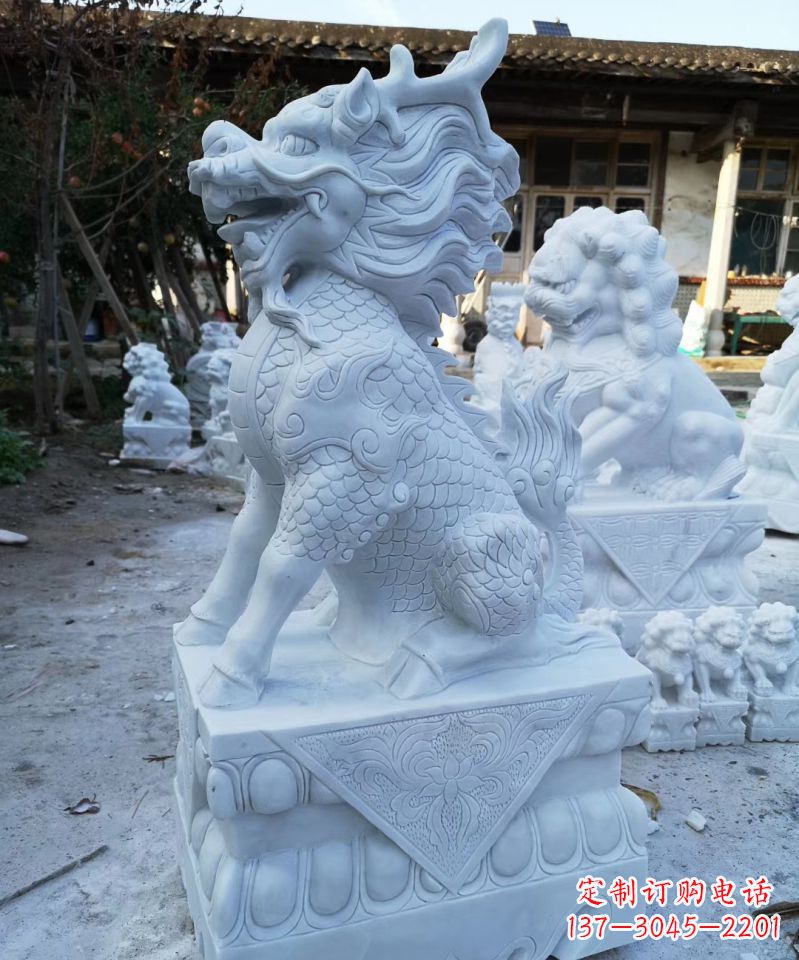 天津石雕镇宅麒麟动物雕塑