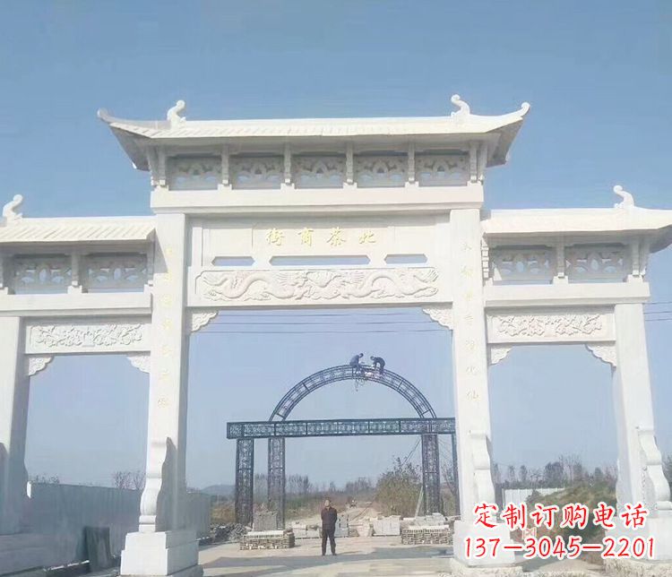 天津石牌坊三门牌坊石雕 (4)