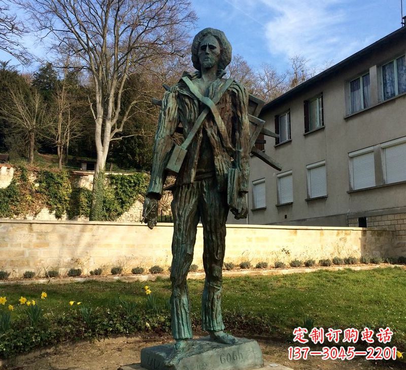 天津世界名人荷兰印象画派画家梵高青铜雕像