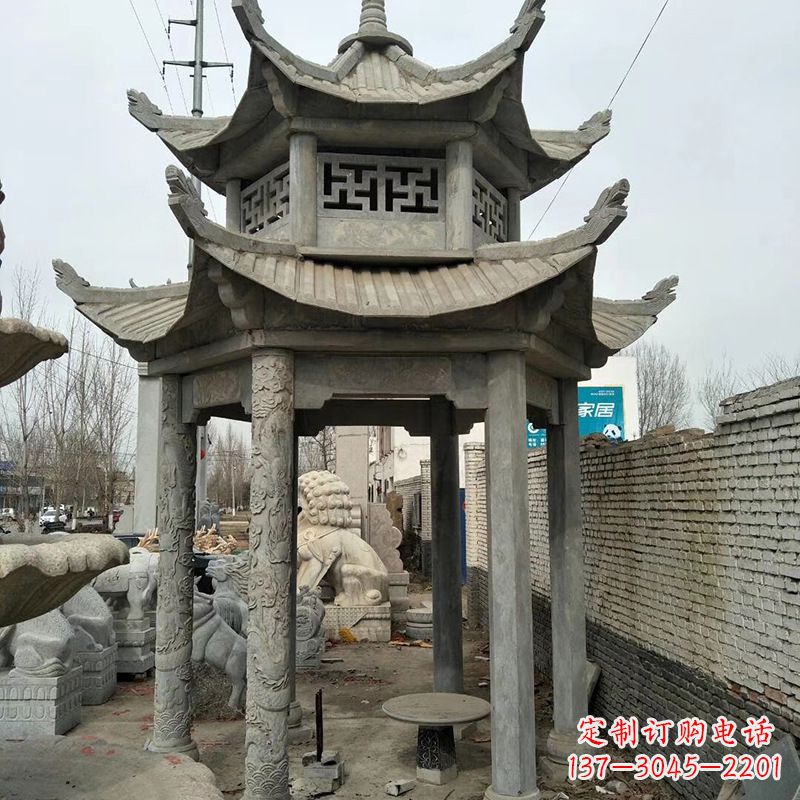 天津双层大理石凉亭雕塑
