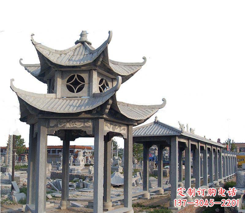 天津双层仿古凉亭石雕