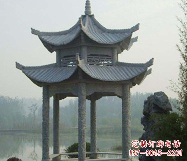 天津双层仿古凉亭石雕_2