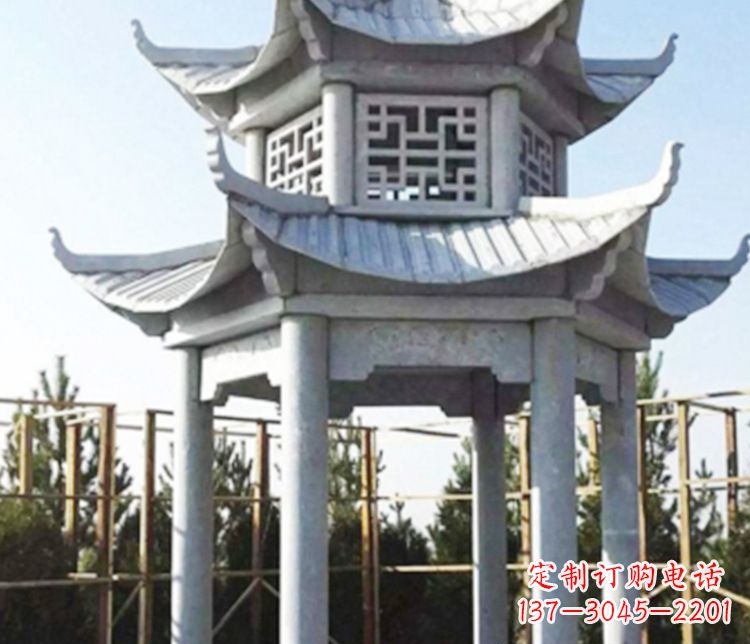 天津双层仿古石凉亭石雕_2