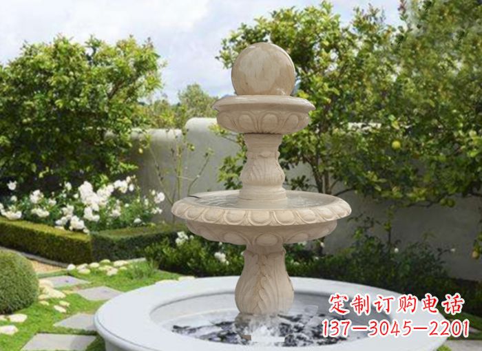 天津双层风水球喷泉别墅石雕