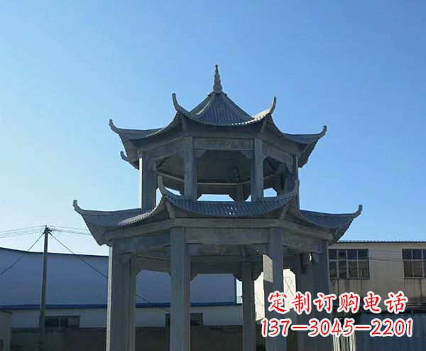 天津双层仿古石凉亭石雕_1