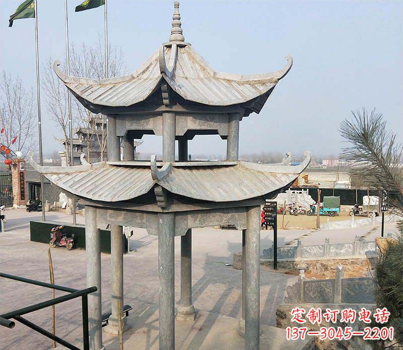 天津双层户外凉亭石雕