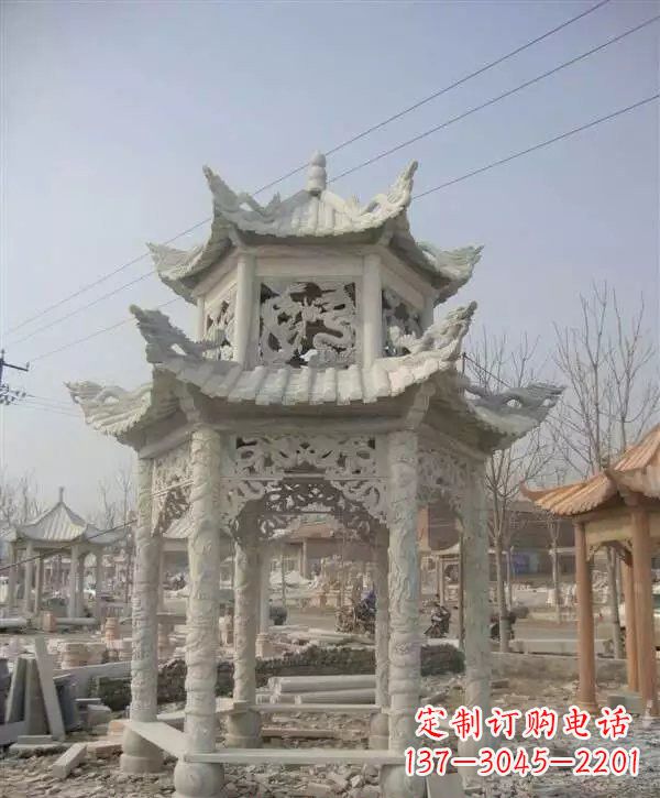 天津双层凉亭石雕