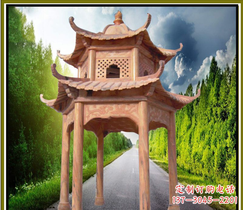 天津双层凉亭园林石雕