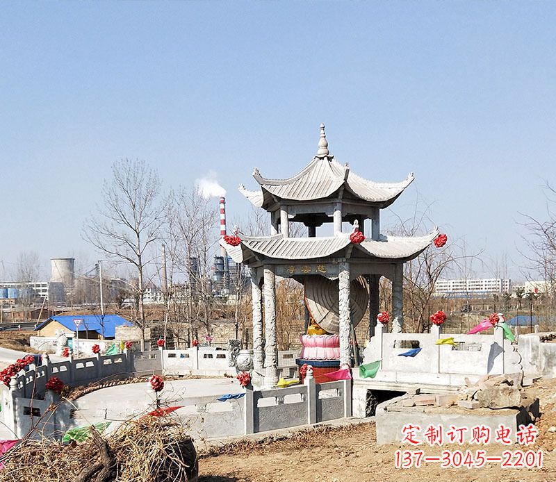 天津双层石凉亭石雕 (2)