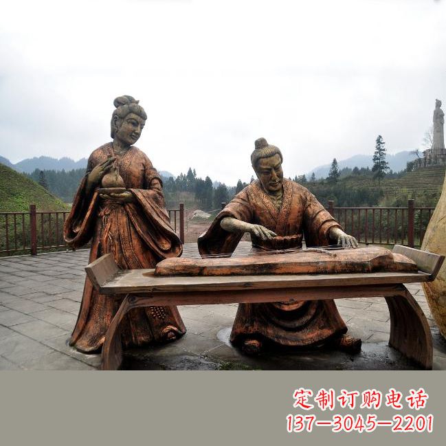 天津司马相如与卓文君铜雕塑像-城市广场历史名人情景雕塑