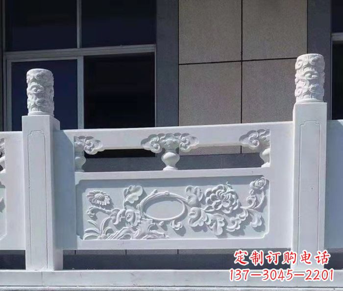 天津寺庙景观汉白玉石浮雕栏板 (4)