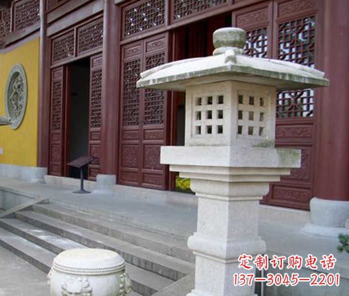 天津寺庙景观镂空石灯石雕