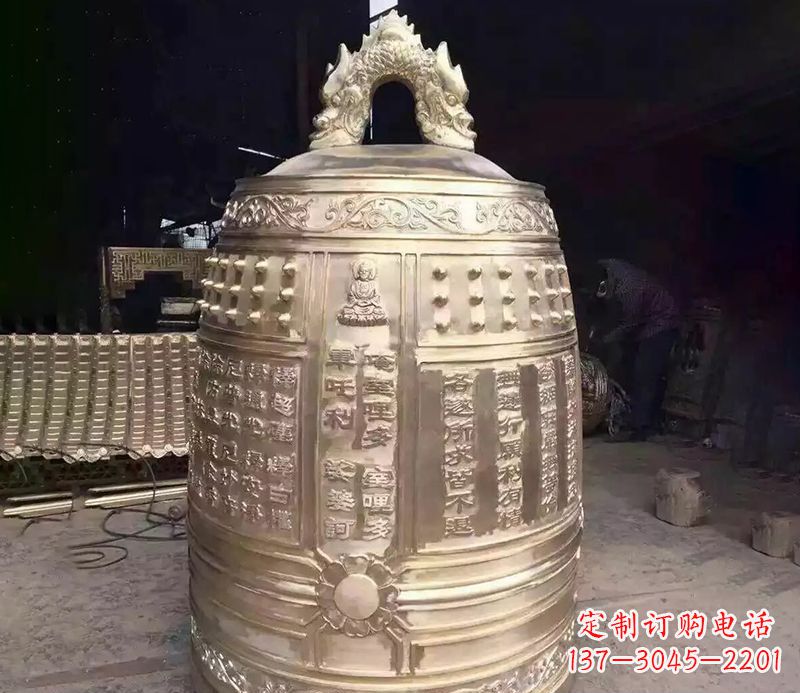 天津寺庙铜钟雕塑 (3)