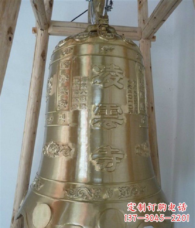 天津寺庙铸铜钟雕塑 (2)