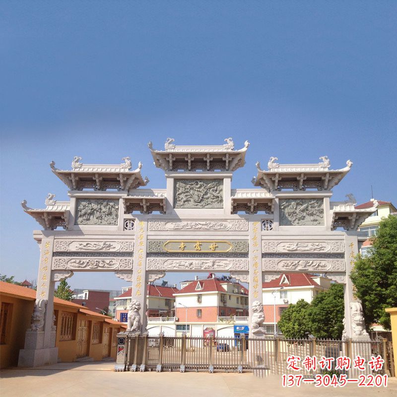 天津寺院大门石雕牌楼