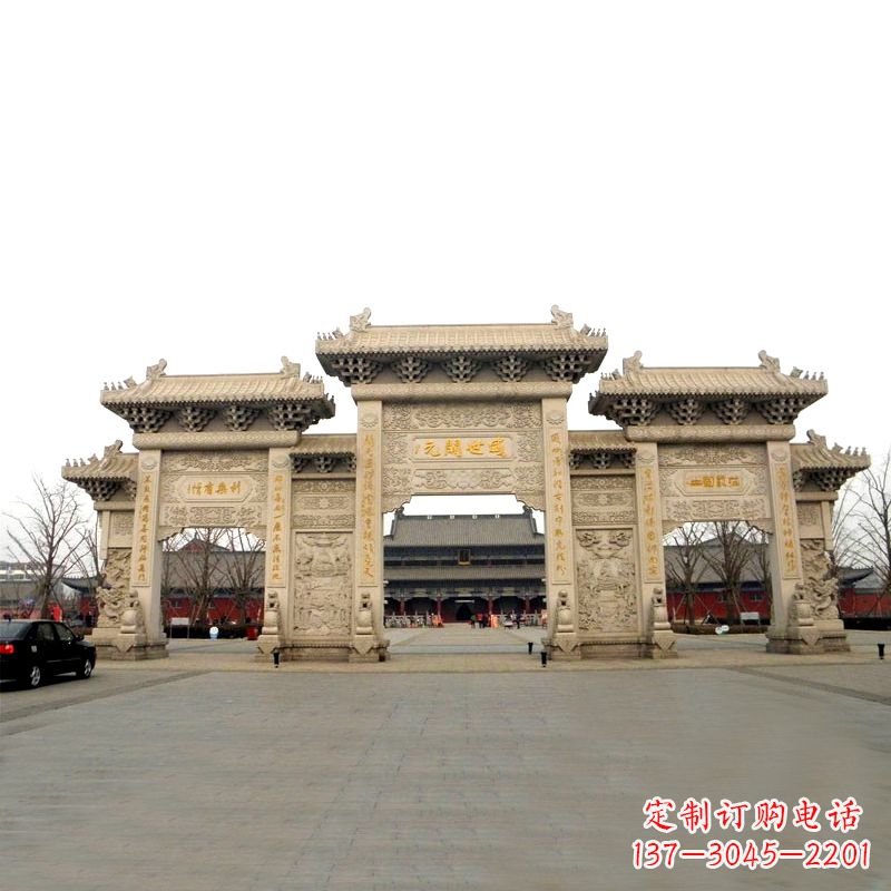 天津寺院景区石雕牌坊