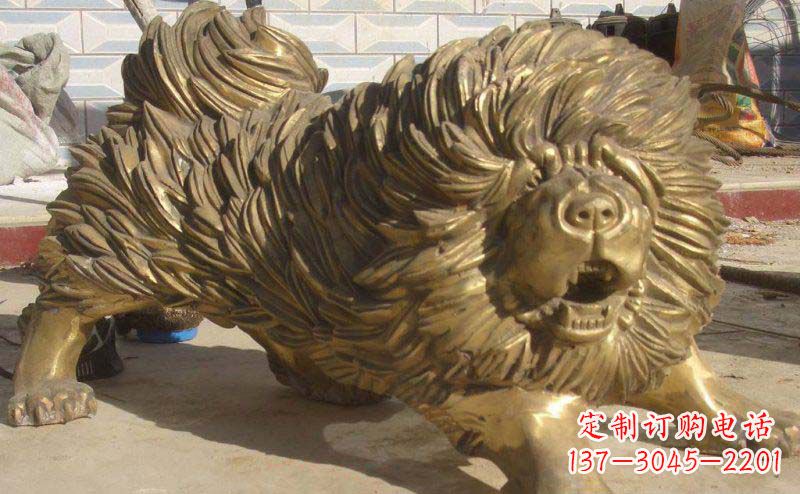 天津松狮犬动物铜雕