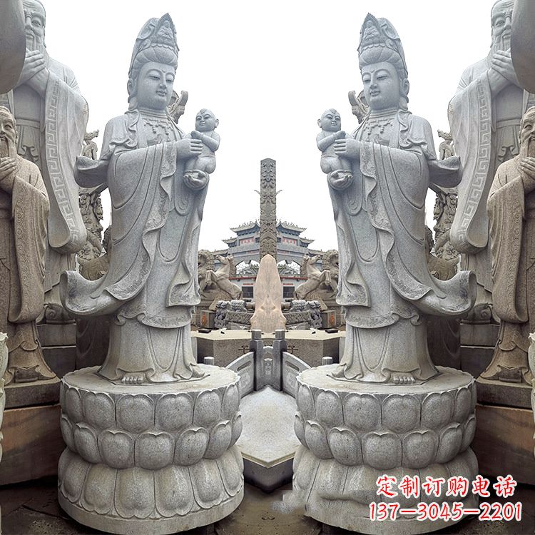 天津送子观音青石雕塑