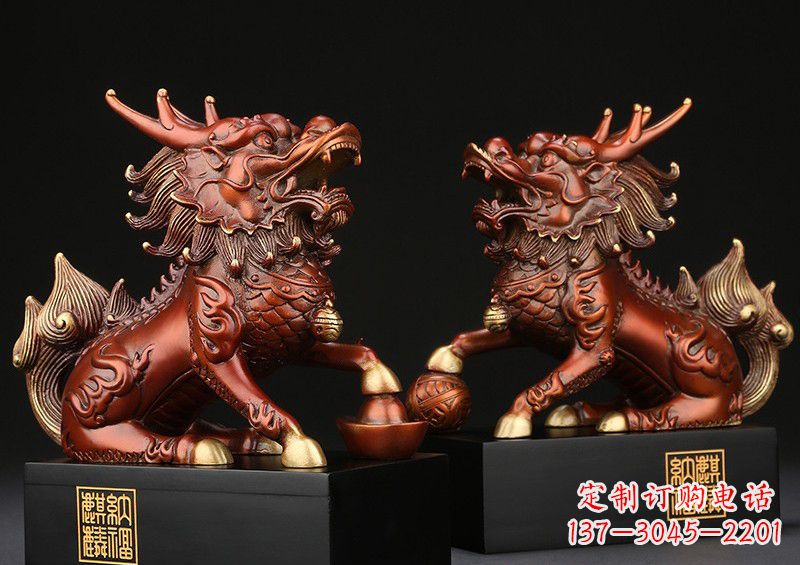 天津送子麒麟铜雕