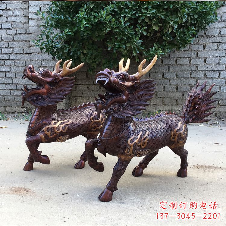 天津送子麒麟铜雕塑