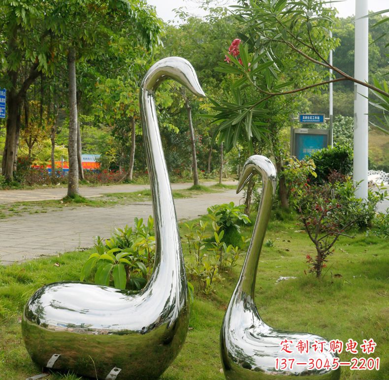 天津天鹅抽象不锈钢雕塑