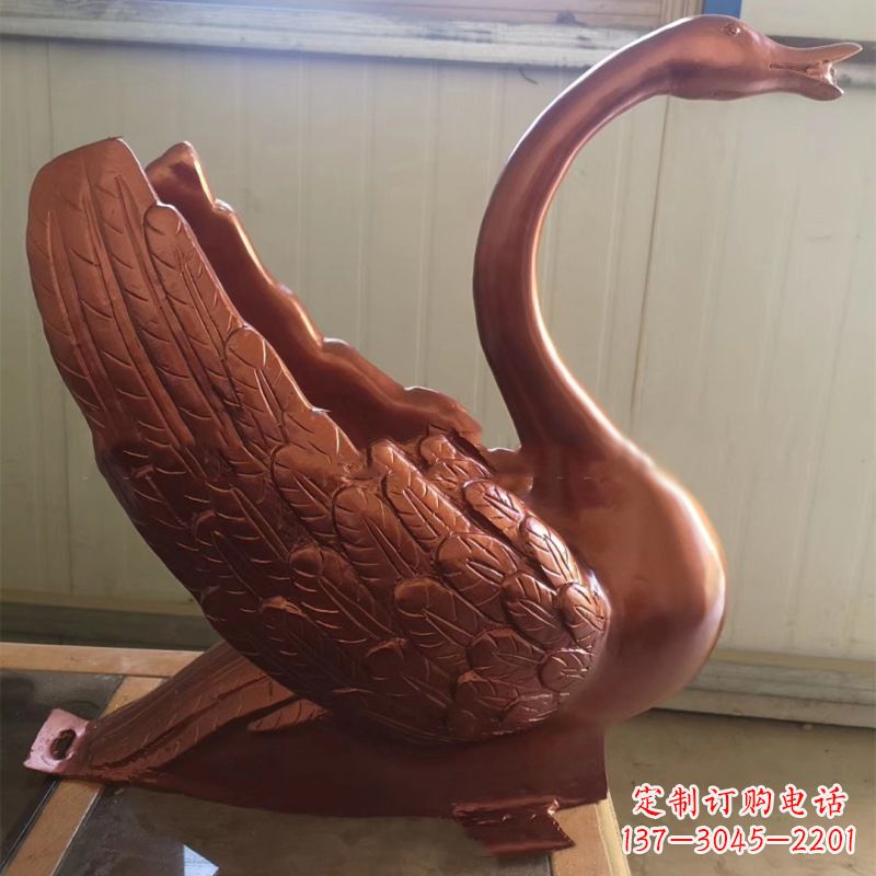 天津天鹅铜雕塑,喷泉吐水天鹅装饰摆件