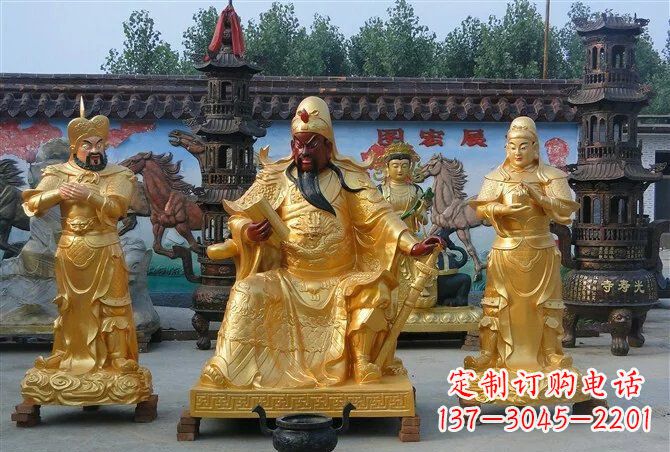 天津贴金关公铜雕