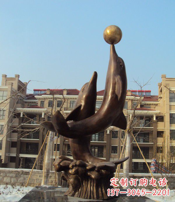 天津铜雕海豚雕塑 (2)