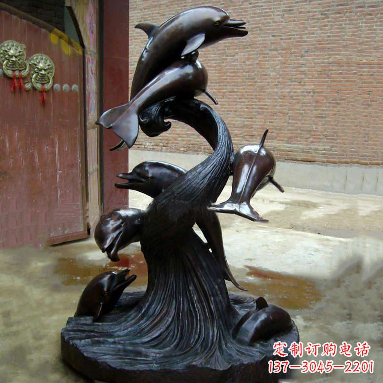 天津铜雕海豚景观雕塑