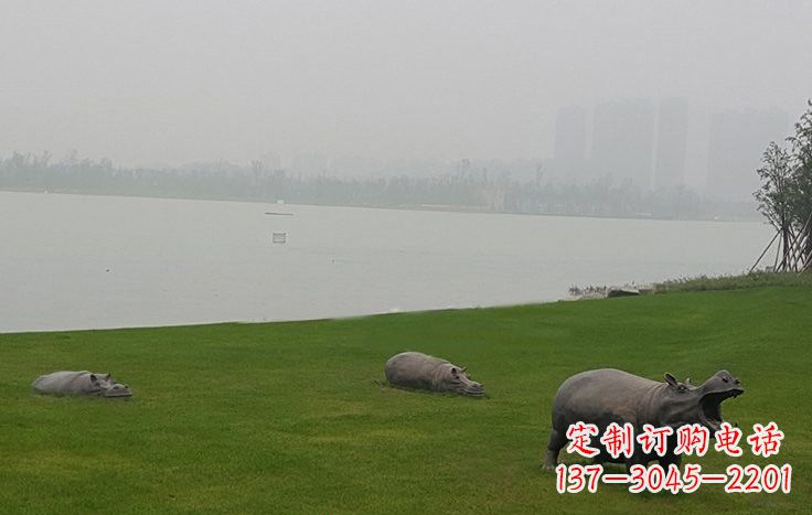天津铜雕河马公园动物雕塑