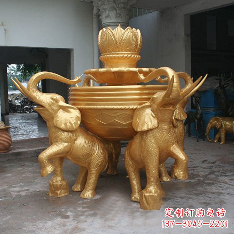 天津铜雕喷水大象雕塑