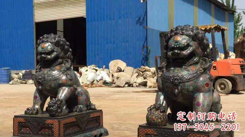 天津铜雕企业招财狮子雕塑摆件