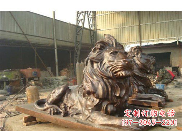 天津铜雕狮子公司门口雕塑
