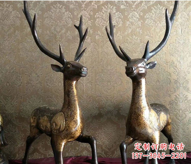 天津铜雕室内装饰动物鹿雕塑