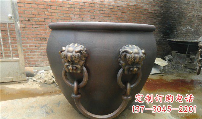 天津铜雕水缸寺庙景观雕塑_2