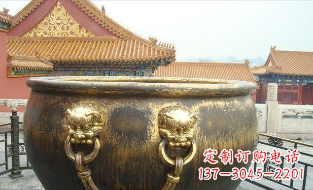 天津铜雕水缸寺庙景观雕塑 (2)